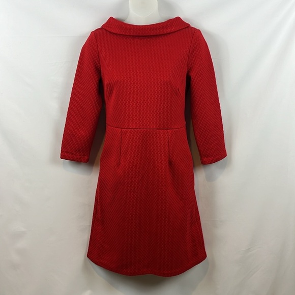 Boden Ribbed Zoe Ponte Tailored Mock Collar Pocket Red Dress Size 4 - Picture 4 of 11